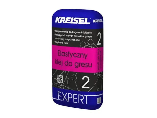 Opakowanie kleju do gresu KREISEL EXPERT 2, elastycznego, na ogrzewanie podłogowe.